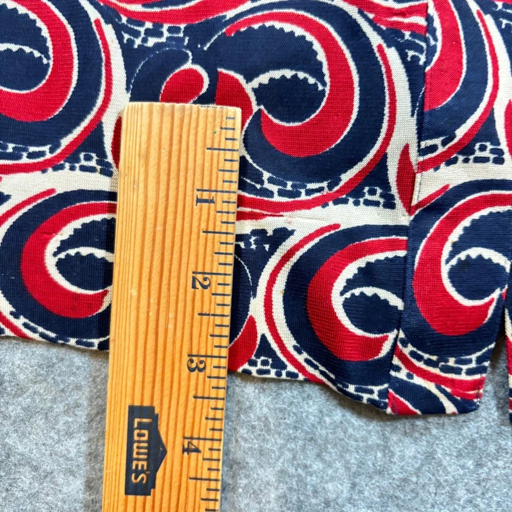 Tory Burch Dress Womens S Red Blue Swirl Print Button Front Logo 70s Geometric
